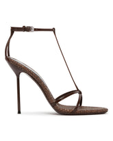 Brown T-Strap Sandals | PDP | Antonia