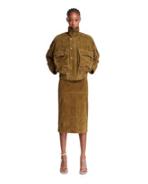 Brown Midi Suede Skirt - PETAR PETROV WOMEN | PLP | Antonia