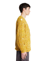 Yellow Distressed Alpaca Cardigan | PDP | Antonia