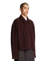 Bordeaux Wool Fleece Polo Sweater | PDP | Antonia