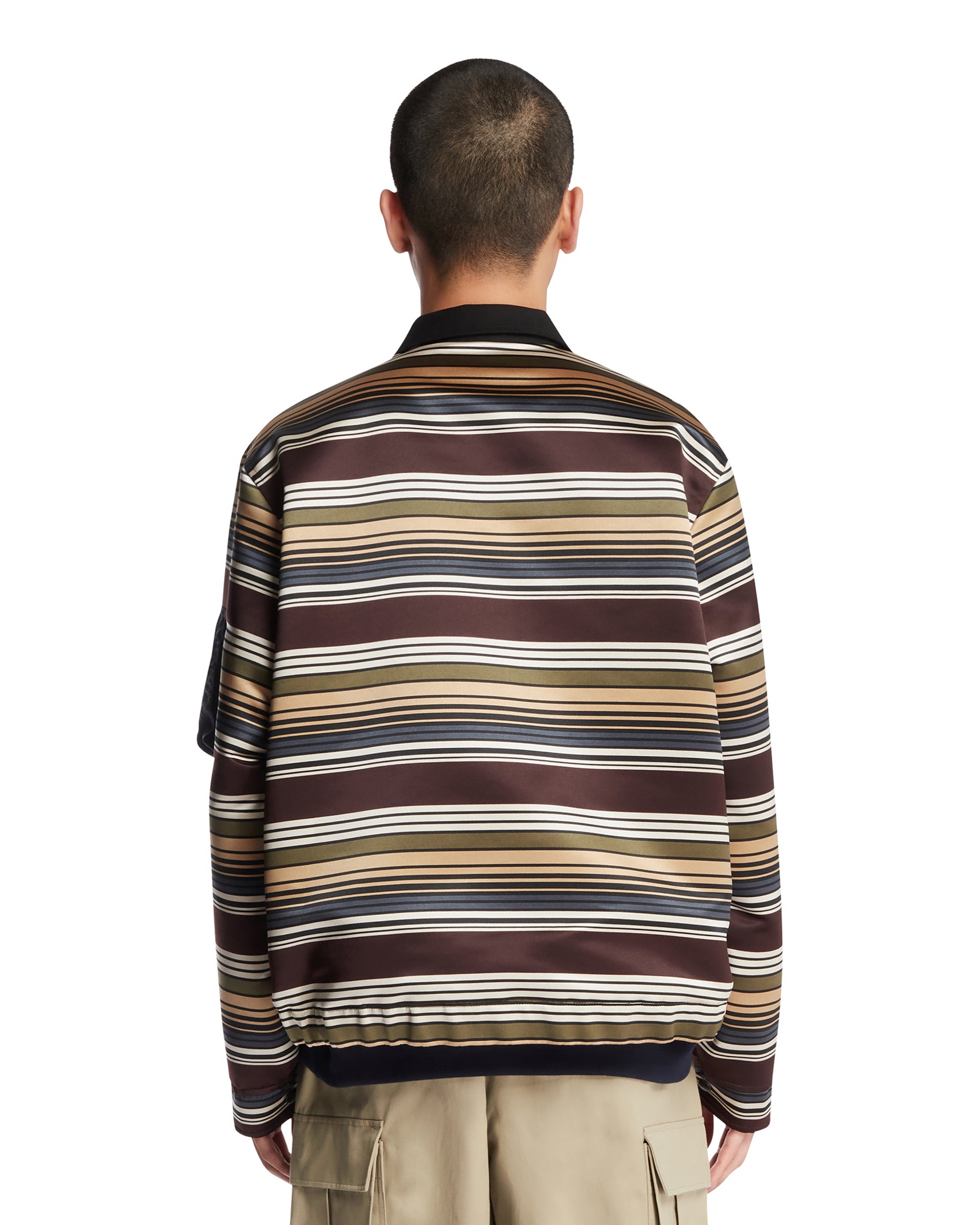 Brown Double-Layer Striped Jacket | SACAI - Antonia