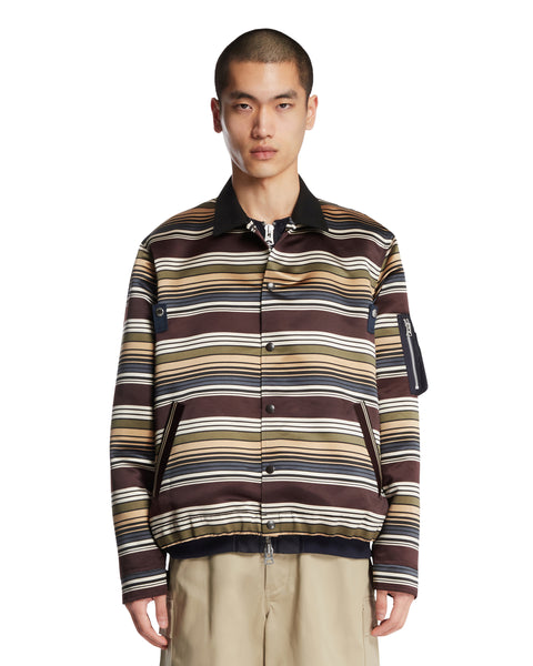 Brown Double-Layer Striped Jacket | SACAI - Antonia