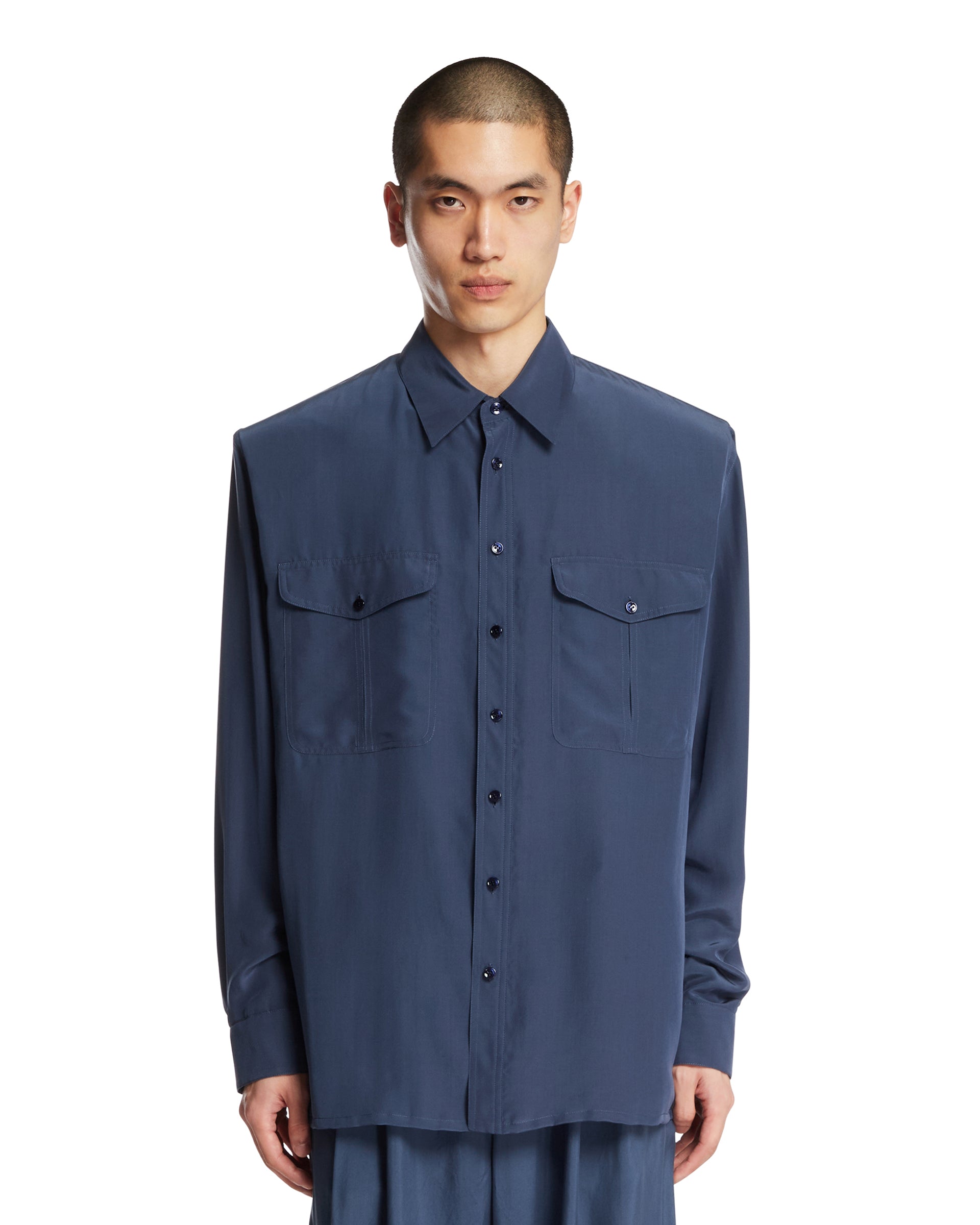 Blue Viscose and Silk Shirt | SAINT LAURENT - Antonia