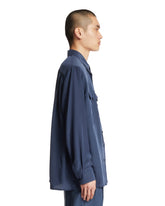Camicia In Viscosa E Seta Blu | PDP | Antonia