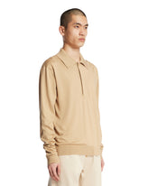 Beige Cotton and Silk Knit Polo | PDP | Antonia