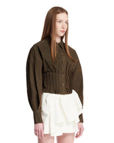 Green Waist-Pleated Shirt | PDP | Antonia