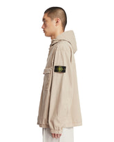 Beige Hooded Windbreaker Jacket | PDP | Antonia