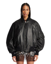 Black Oversized Leather Bomber - Women's clothing | PLP | Antonia