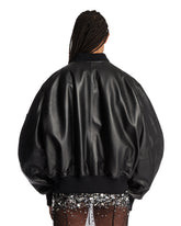 Black Oversized Leather Bomber | PDP | Antonia