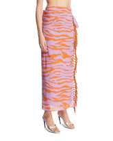 Orange Zebra-Print Long Fringed Pareo | PDP | Antonia