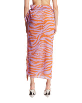 Orange Zebra-Print Long Fringed Pareo | PDP | Antonia