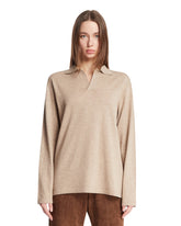 Beige Cotton and Linen Polo - Women's tops | PLP | Antonia