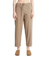 Beige Cropped Cotton Pants - Women's trousers | PLP | Antonia