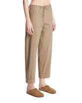 Beige Cropped Cotton Pants | PDP | Antonia