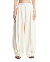 Pantaloni In Cotone E Seta Bianchi | PDP | Antonia