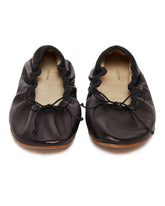 Black Leather Rounded Ballerinas | PDP | Antonia