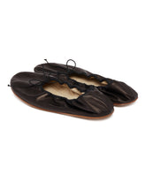 Black Leather Rounded Ballerinas | PDP | Antonia