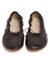 Brown Rounded Leather Ballet Flats | PDP | Antonia