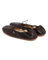 Brown Rounded Leather Ballet Flats | PDP | Antonia
