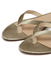 Beige Sasha Velvet Flip-Flop Sandals | PDP | Antonia