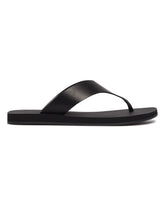 Black Leather Flip-Flop Sandals | PDP | Antonia