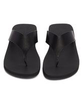 Black Leather Flip-Flop Sandals | PDP | Antonia