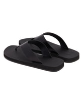 Black Leather Flip-Flop Sandals | PDP | Antonia