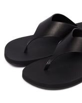 Black Leather Flip-Flop Sandals | PDP | Antonia