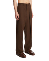 Brown Wool Pleated Trousers | PDP | Antonia