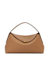 Beige T-Lock Leather Top Handle Bag | PDP | Antonia