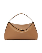Beige T-Lock Leather Top Handle Bag | PDP | Antonia