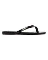 Black Leather Croc-Effect Flip-Flop Sandals | PDP | Antonia