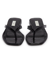 Black Leather Croc-Effect Flip-Flop Sandals | PDP | Antonia