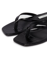 Black Leather Croc-Effect Flip-Flop Sandals | PDP | Antonia
