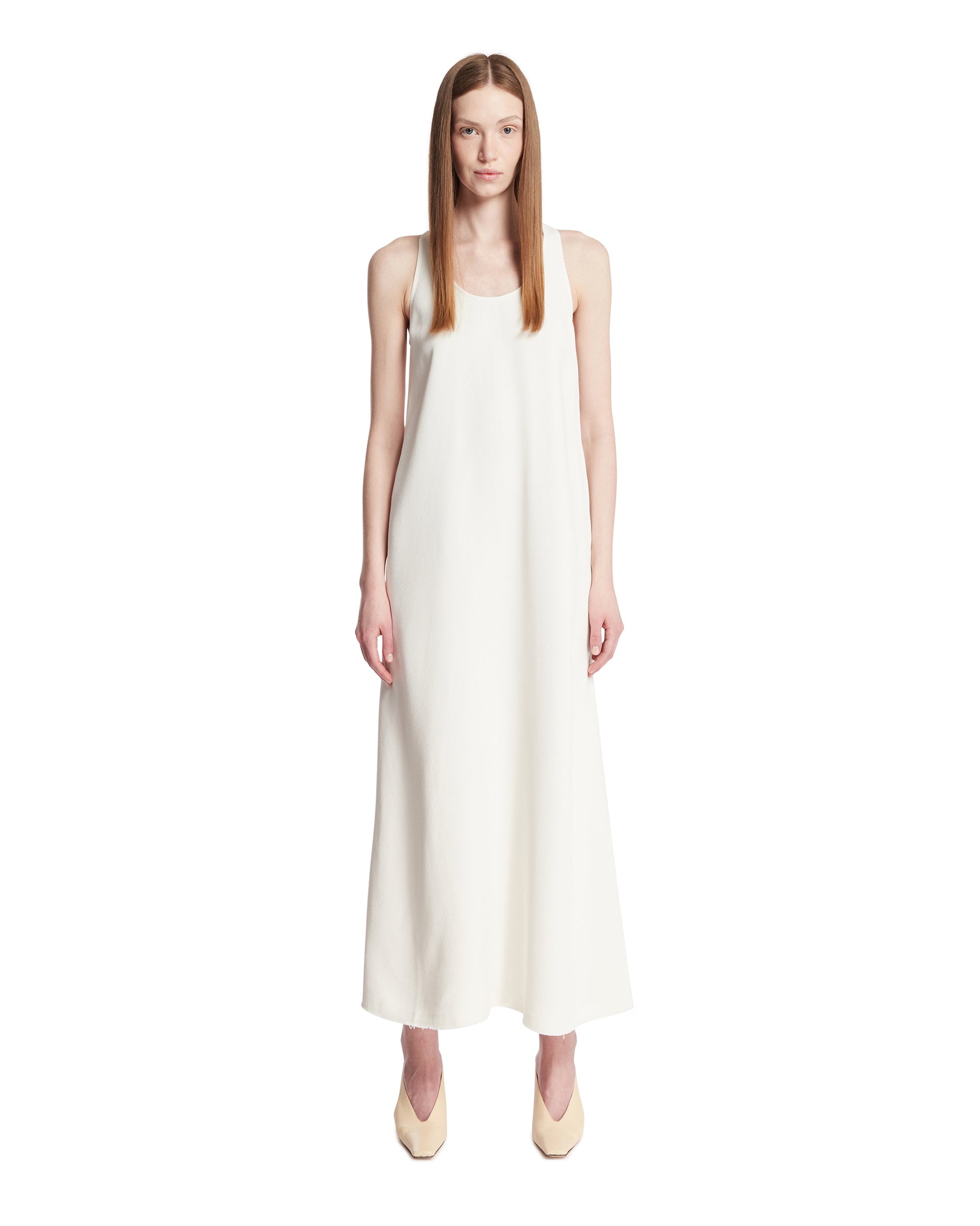 toteme white dress White Crewneck Viscose Dress | TOTEME