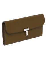 Green T-Lock Leather Wallet | PDP | Antonia