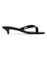 Black Low-Heel Croc-Effect Flip-Flop Sandals | PDP | Antonia