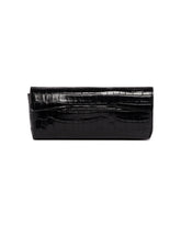 Black Croco-Embossed Leather Clutch | PDP | Antonia