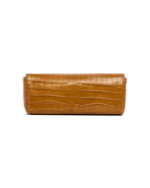 Brown Croco-Embossed Leather Clutch | PDP | Antonia