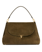 Borsa T-Lock Satchel In Suede Verde - Toteme donna | PLP | Antonia