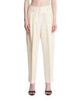 White Diane Linen And Silk Trousers - UMIT BENAN WOMEN | PLP | Antonia