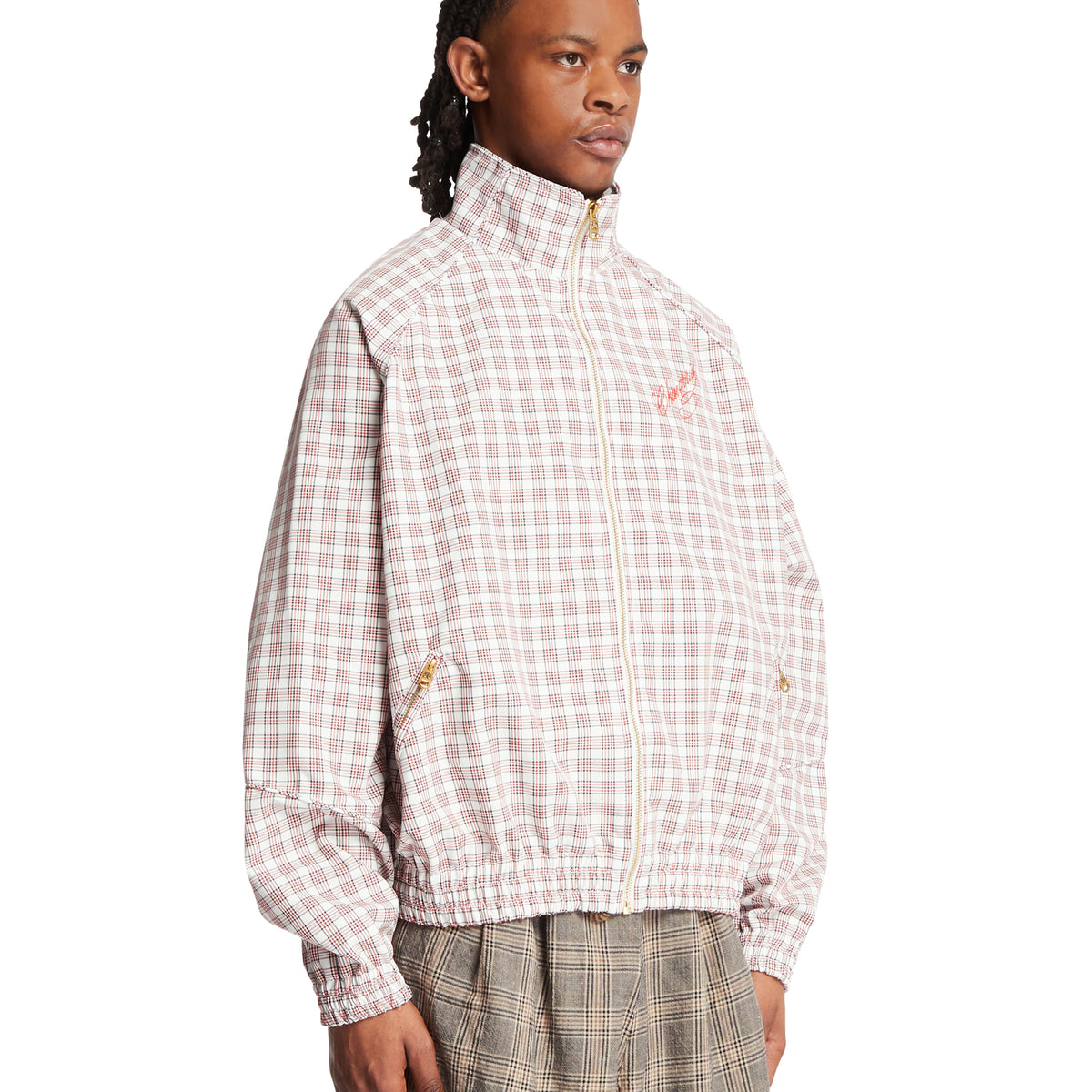 Red and White Checked Ruff Rider Track Jacket | WILLY CHAVARRIA - Antonia