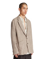 Giacca In Lino A Quadri Beige | PDP | Antonia