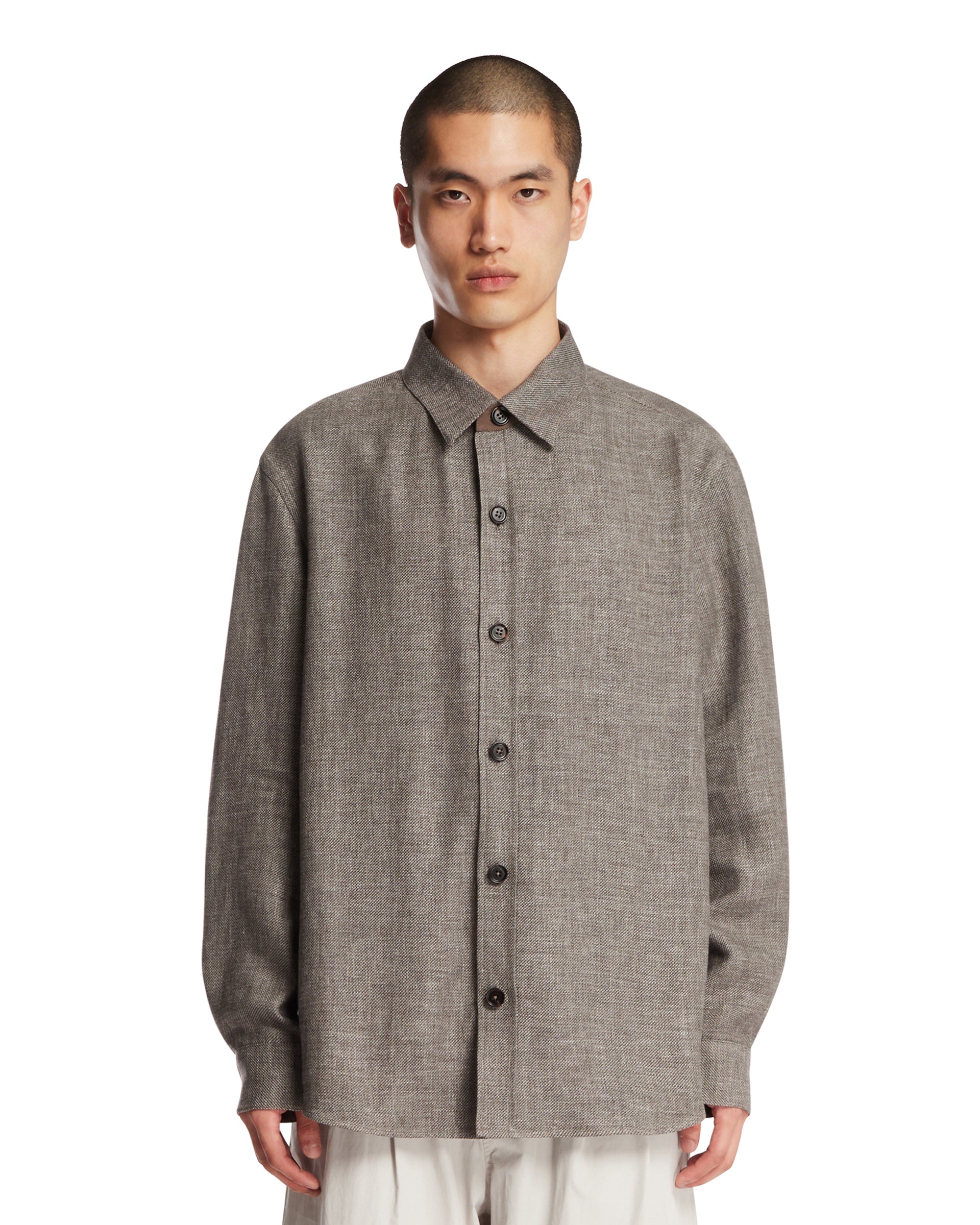 Gray Cashmere and Linen Shirt | ZEGNA Gray Cashmere and Linen Shirt | ZEGNA