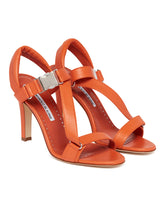 Orange Leather Buckle Sandals - MANOLO BLAHNIK | PLP | dAgency