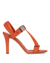 Orange Leather Buckle Sandals - MANOLO BLAHNIK WOMEN | PLP | dAgency