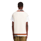 White Wool V-Neck Vest | PDP | dAgency