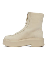Beige Zipped Ankle Boots | PDP | dAgency