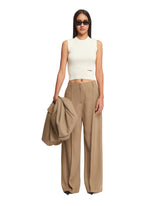 Beige Wool Tailored Pants - Women's trousers | PLP | dAgency