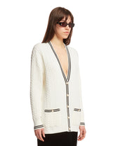 White Cable Knit Cardigan | PDP | dAgency